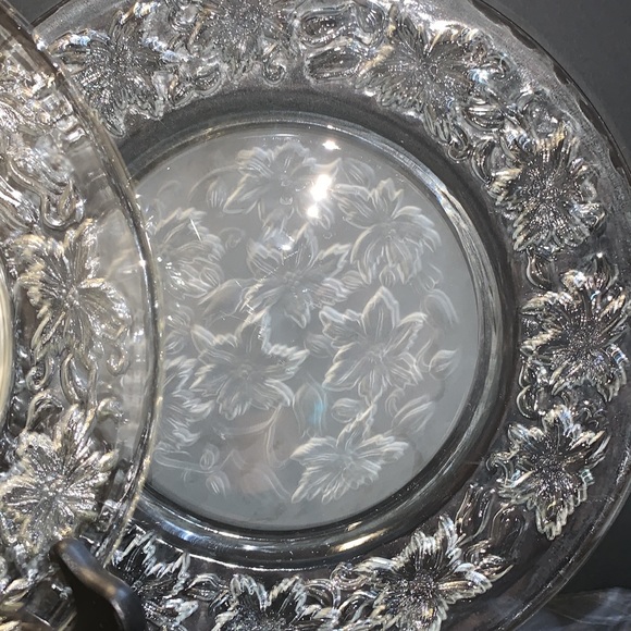 Princess House Crystal China Plates Etch Poinsettia Rare Collection Vintage - Picture 3 of 4